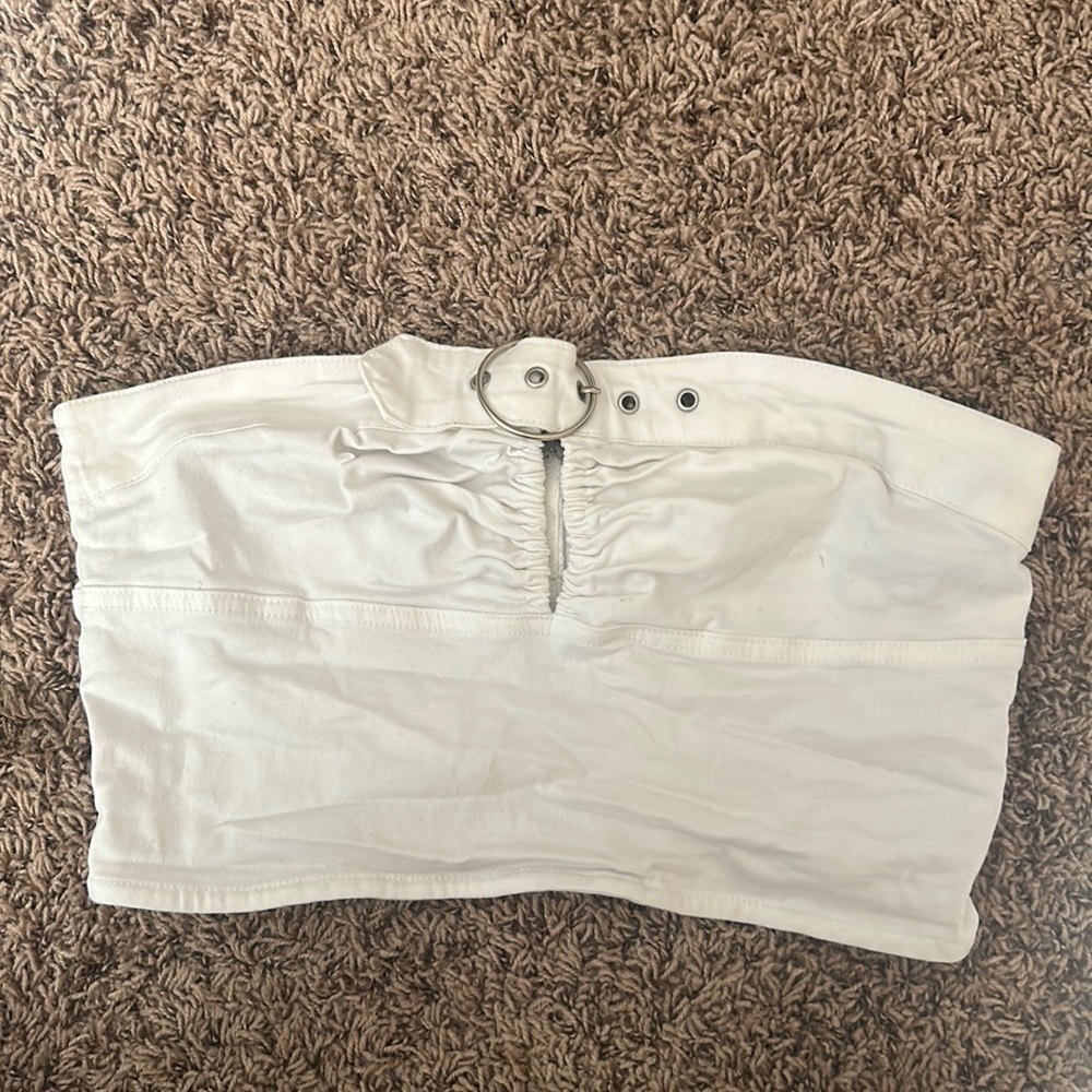 Forever 21 white denim crop top